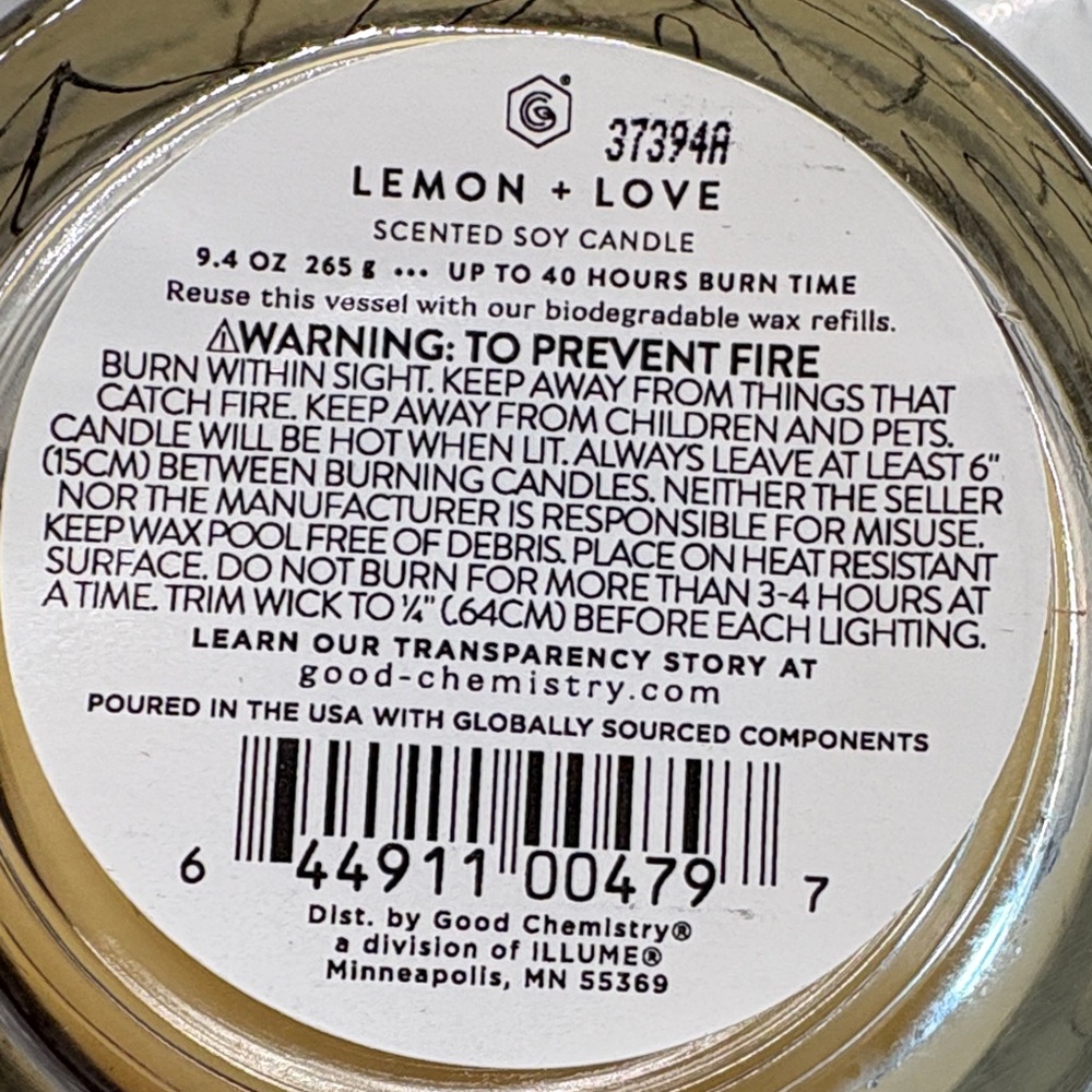 Good Chemistry Lemon + Love Scented Soy Candle - Pink, Yellow, Cream - Picture 3 of 6